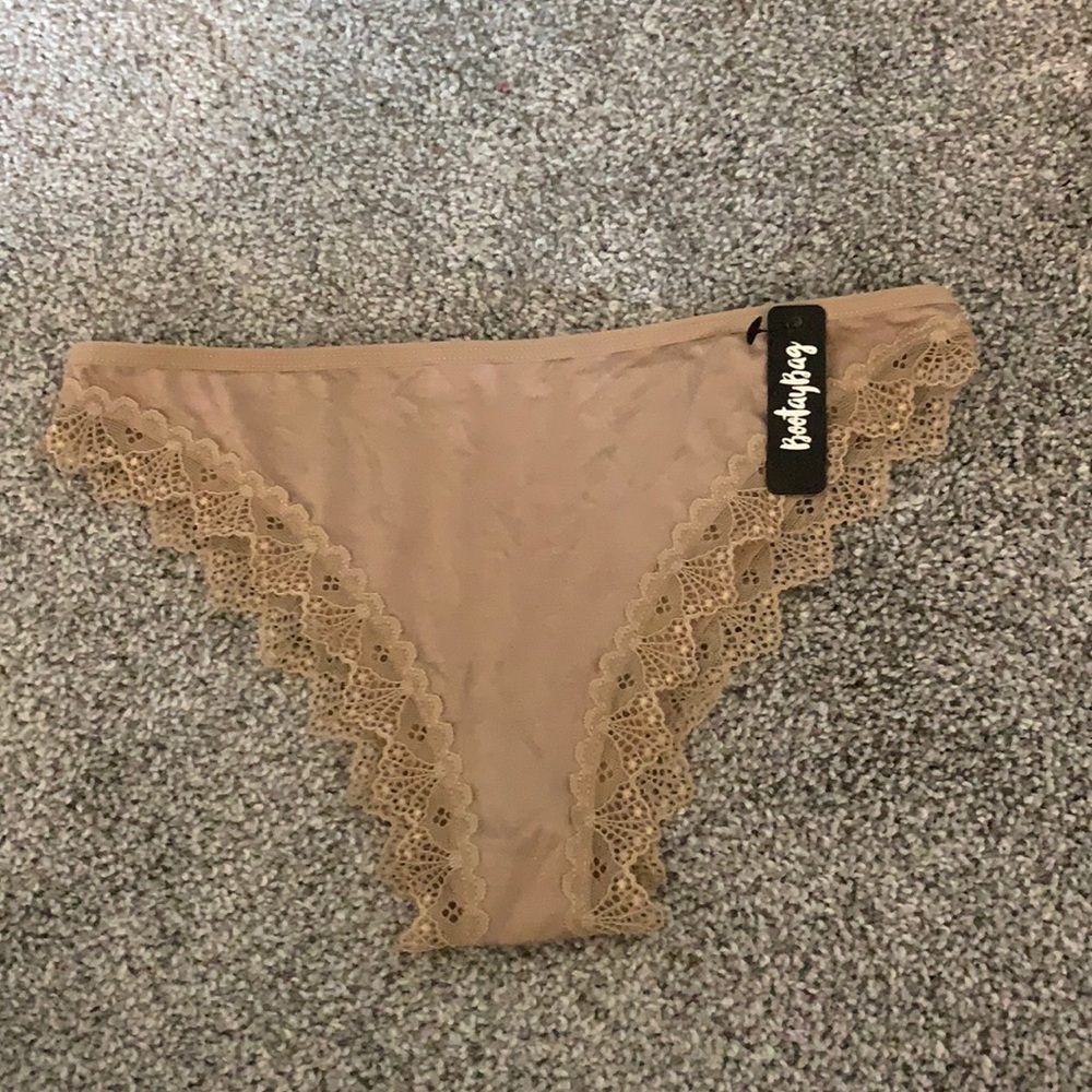 Beige With Sheer Back Lace Cheeky